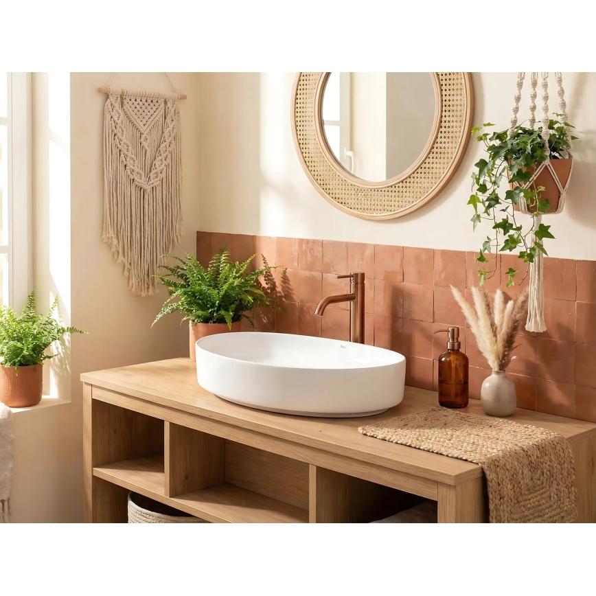 REA-U6371 - Lavabo sobre encimera JOANA 40,5x65,5 cm cerámica/blanco brillante