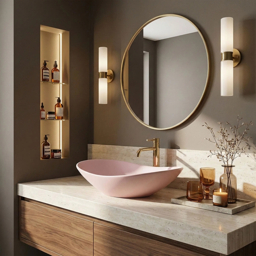 REA-U6374 - Lavabo sobre encimera ROYAL 35,5x61,5 cm cerámica/rosa mate