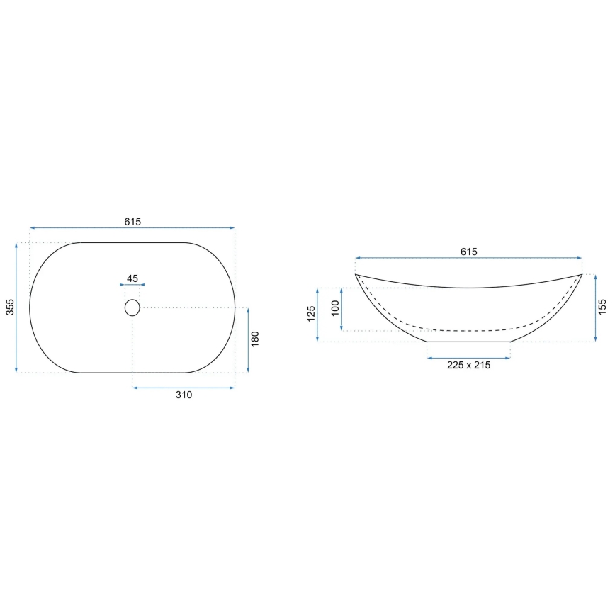 REA-U6374 - Lavabo sobre encimera ROYAL 35,5x61,5 cm cerámica/rosa mate