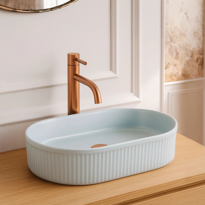 REA-U6375 - Lavabo sobre encimera VANDA 31x49 cm cerámica/azul mate