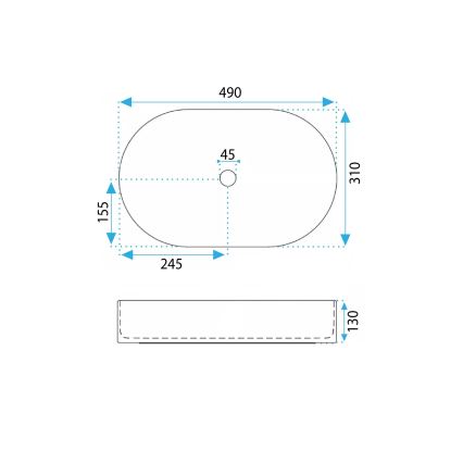 REA-U6375 - Lavabo sobre encimera VANDA 31x49 cm cerámica/azul mate