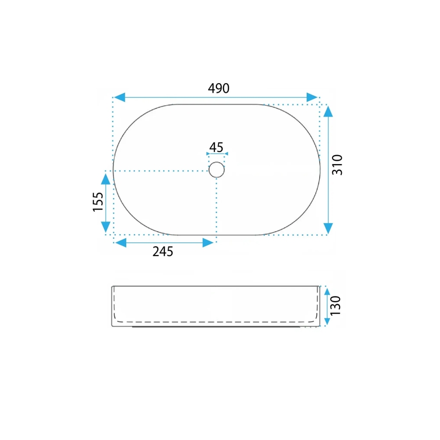 REA-U6375 - Lavabo sobre encimera VANDA 31x49 cm cerámica/azul mate