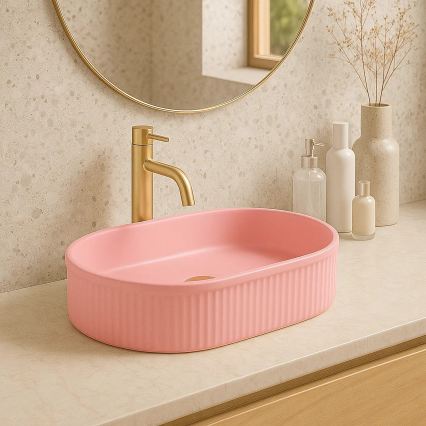 REA-U6376 - Lavabo sobre encimera VANDA 31x49 cm, cerámica/rosa mate