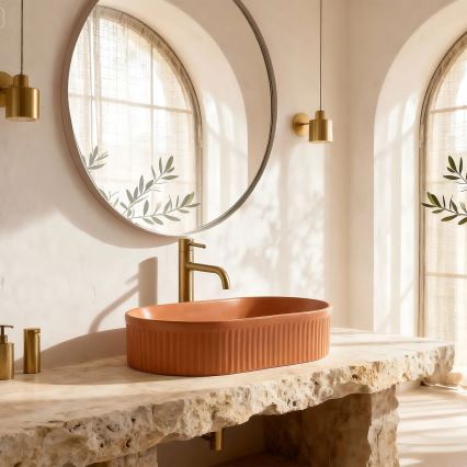 REA-U6377 - Lavabo sobre encimera VANDA 31x49 cm cerámica/naranja