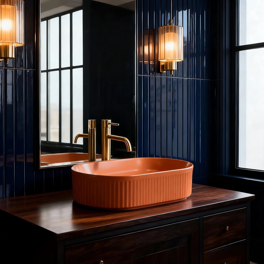 REA-U6377 - Lavabo sobre encimera VANDA 31x49 cm cerámica/naranja