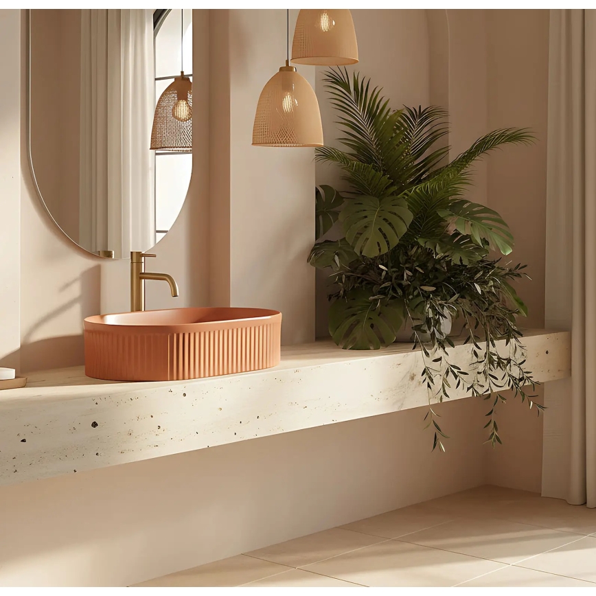 REA-U6377 - Lavabo sobre encimera VANDA 31x49 cm cerámica/naranja