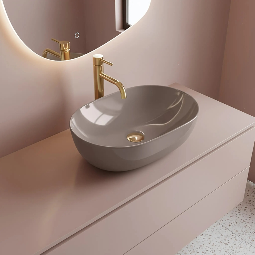 REA-U6380 - Lavabo para encimera LISA 35x49 cm cerámica/marrón brillante
