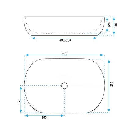 REA-U6380 - Lavabo para encimera LISA 35x49 cm cerámica/marrón brillante