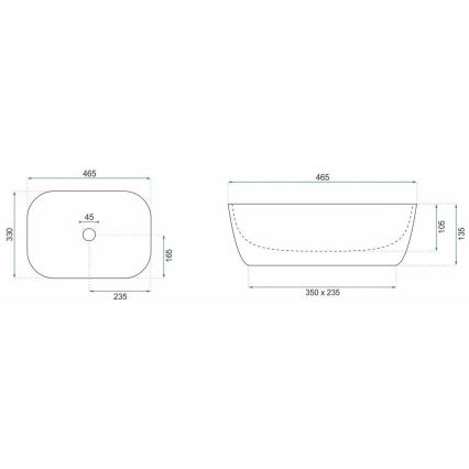 REA-U6384 - Lavabo de encimera BELINDA 33x46,5 cm cerámica/negro/marrón