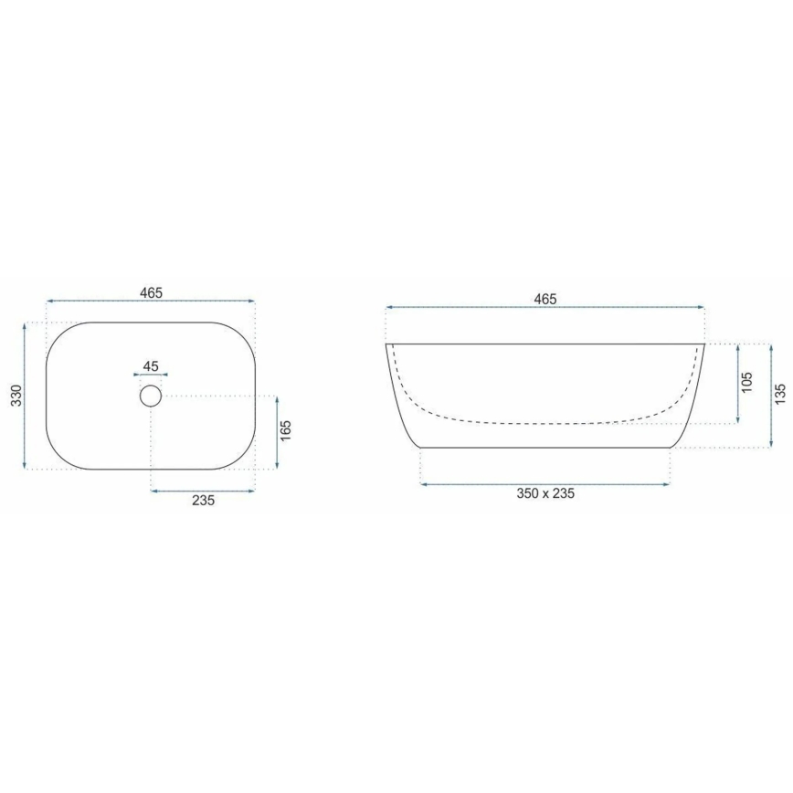 REA-U6384 - Lavabo de encimera BELINDA 33x46,5 cm cerámica/negro/marrón