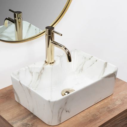 REA-U6504 - Lavabo sobre encimera KELLY MINI 31x41 cm, cerámica con efecto piedra