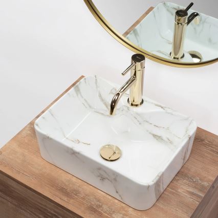 REA-U6504 - Lavabo sobre encimera KELLY MINI 31x41 cm, cerámica con efecto piedra