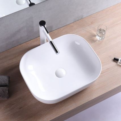 REA-U6521 - Lavabo de sobreencimera BELINDA 33,5x46,5 cm cerámica/blanco brillante