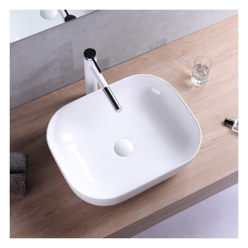 REA-U6521 - Lavabo de sobreencimera BELINDA 33,5x46,5 cm cerámica/blanco brillante