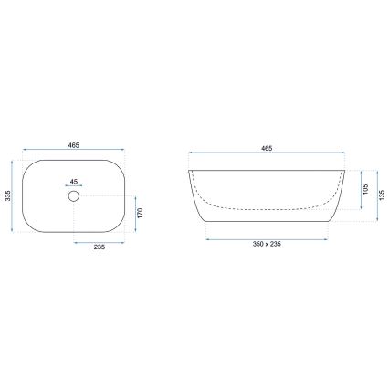 REA-U6521 - Lavabo de sobreencimera BELINDA 33,5x46,5 cm cerámica/blanco brillante