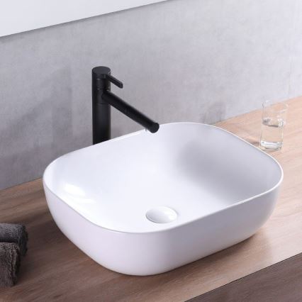 REA-U6521 - Lavabo sobre encimera BELINDA SLIM 33x46,5 cm cerámica/blanco brillante
