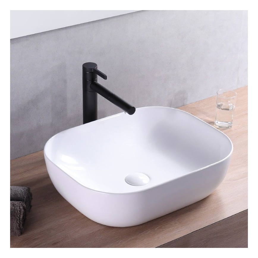 REA-U6521 - Lavabo sobre encimera BELINDA SLIM 33x46,5 cm cerámica/blanco brillante