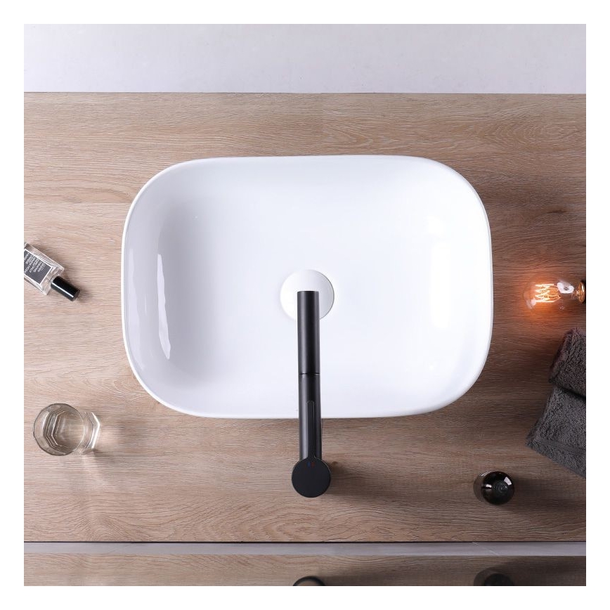 REA-U6521 - Lavabo sobre encimera BELINDA SLIM 33x46,5 cm cerámica/blanco brillante