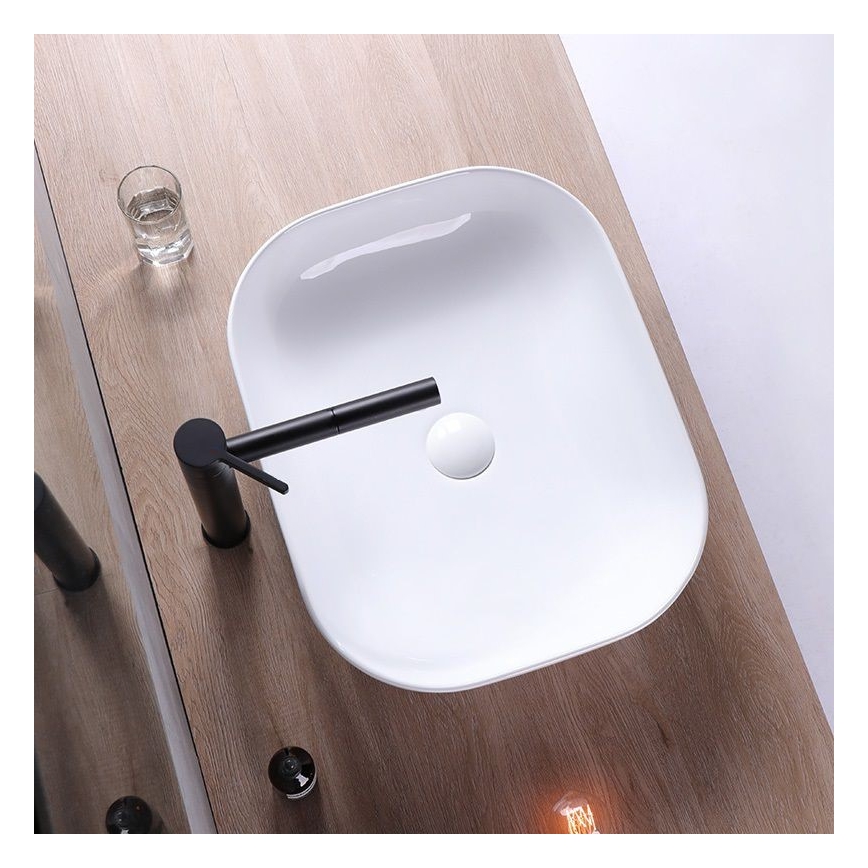 REA-U6521 - Lavabo sobre encimera BELINDA SLIM 33x46,5 cm cerámica/blanco brillante
