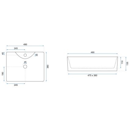 REA-U6524 - Lavabo sobre encimera KELLY 38x49 cm cerámica/blanco brillante
