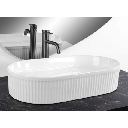 REA-U6526 - Lavabo sobre encimera VANDA 34x60 cm cerámica/blanco brillante