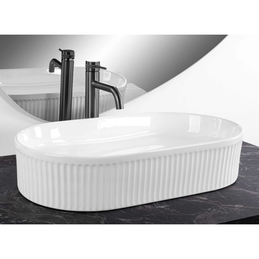 REA-U6526 - Lavabo sobre encimera VANDA 34x60 cm cerámica/blanco brillante