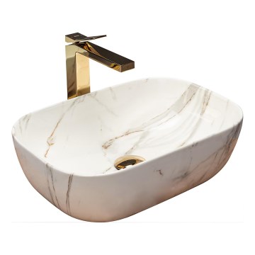REA-U6596 - Lavabo sobre encimera BELINDA 33,5x46,5 cm cerámica/efecto mármol