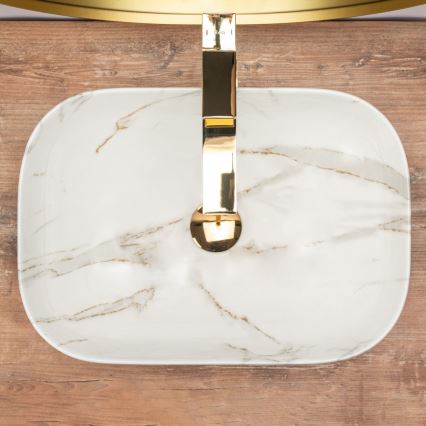 REA-U6596 - Lavabo sobre encimera BELINDA 33,5x46,5 cm cerámica/efecto mármol