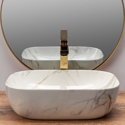 REA-U6596 - Lavabo sobre encimera BELINDA 33,5x46,5 cm cerámica/efecto mármol