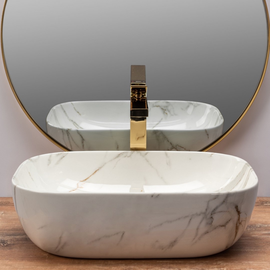 REA-U6596 - Lavabo sobre encimera BELINDA 33,5x46,5 cm cerámica/efecto mármol