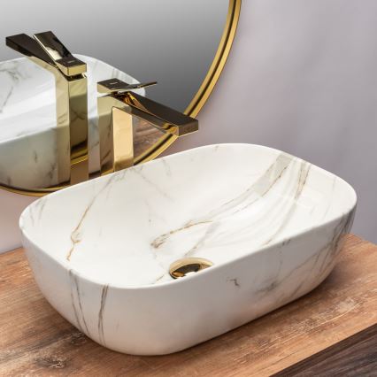 REA-U6596 - Lavabo sobre encimera BELINDA 33,5x46,5 cm cerámica/efecto mármol