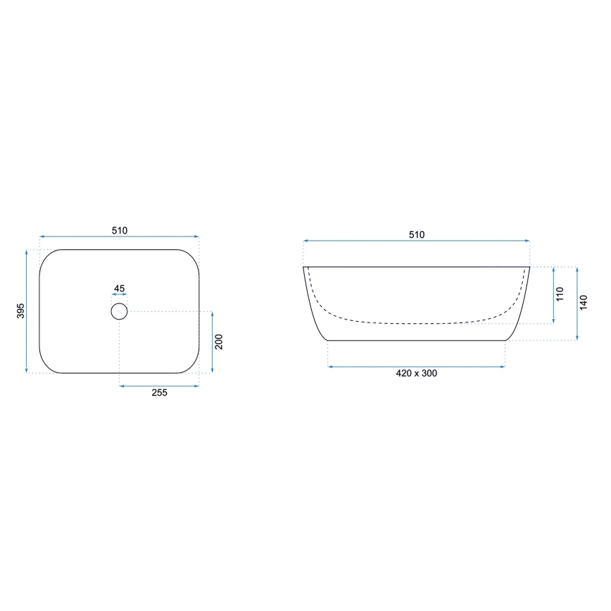 REA-U6616 - Lavabo sobre encimera FREJA 39,5x51 cm cerámica/blanco