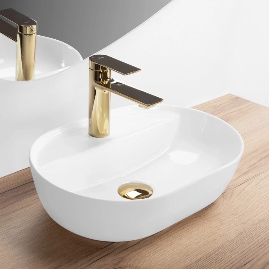 REA-U6617 - Lavabo sobre encimera AURA 30 x 42 cm, cerámica, blanco brillante