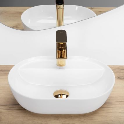 REA-U6617 - Lavabo sobre encimera AURA 30 x 42 cm, cerámica, blanco brillante