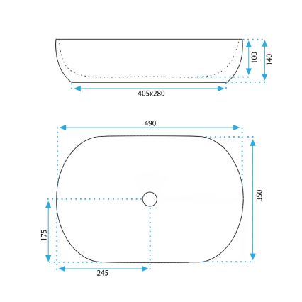 REA-U6620 - Lavabo de encimera LISA 35x49 cm cerámica/azul brillante
