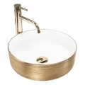 REA-U6630 - Lavabo sobre encimera SAMI Ø 36 cm cerámica/blanco/oro cepillado