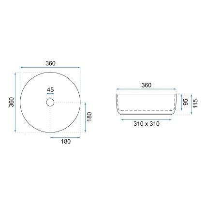 REA-U6630 - Lavabo sobre encimera SAMI Ø 36 cm cerámica/blanco/oro cepillado