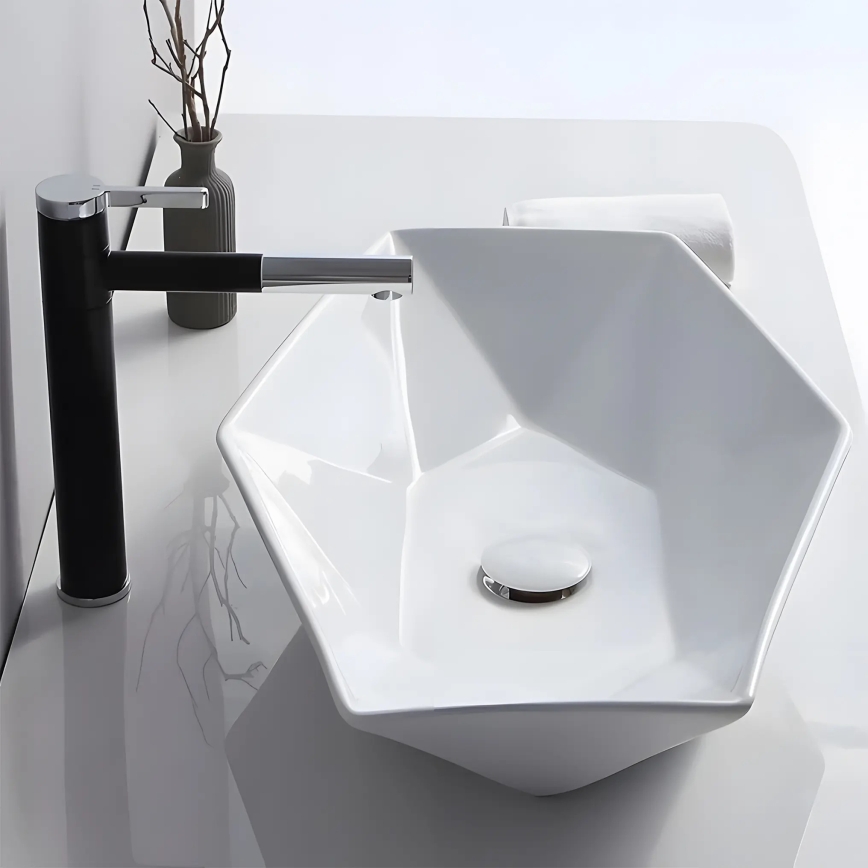 REA-U6643 - Lavabo para encimera VEGAS 37x57 cm cerámica/blanco brillante