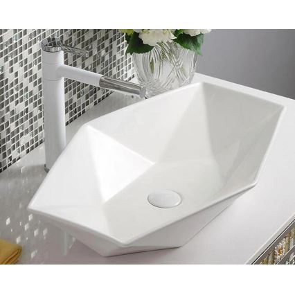 REA-U6643 - Lavabo para encimera VEGAS 37x57 cm cerámica/blanco brillante