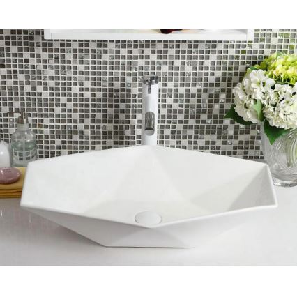 REA-U6643 - Lavabo para encimera VEGAS 37x57 cm cerámica/blanco brillante