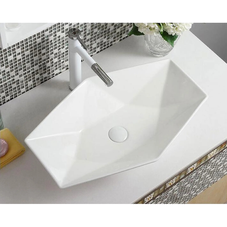 REA-U6643 - Lavabo para encimera VEGAS 37x57 cm cerámica/blanco brillante