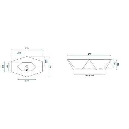 REA-U6643 - Lavabo para encimera VEGAS 37x57 cm cerámica/blanco brillante