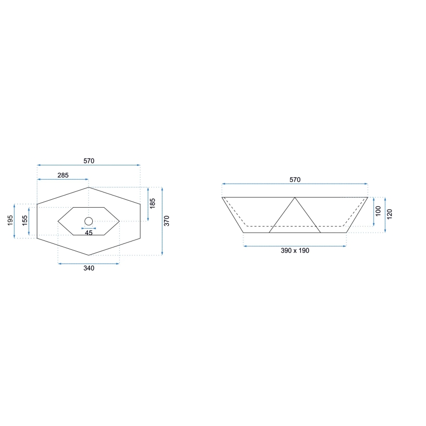 REA-U6643 - Lavabo para encimera VEGAS 37x57 cm cerámica/blanco brillante