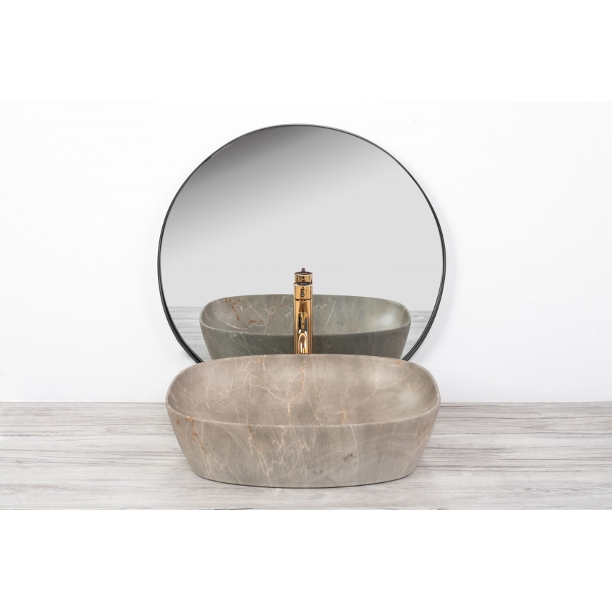 REA-U6647 - Lavabo sobre encimera FREJA 39,5x51 cm cerámica/gris/efecto mármol