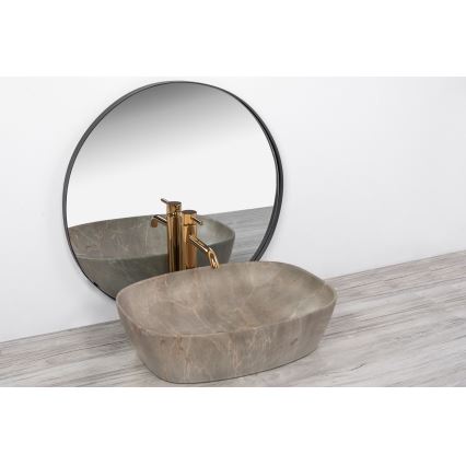 REA-U6647 - Lavabo sobre encimera FREJA 39,5x51 cm cerámica/gris/efecto mármol