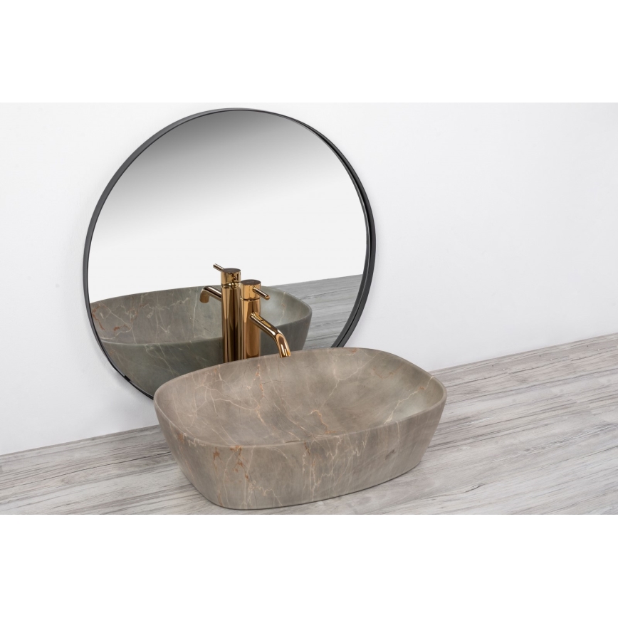 REA-U6647 - Lavabo sobre encimera FREJA 39,5x51 cm cerámica/gris/efecto mármol