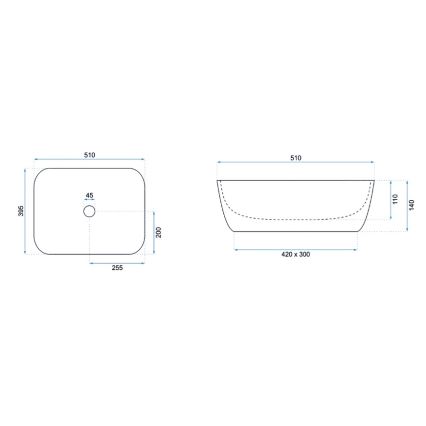 REA-U6647 - Lavabo sobre encimera FREJA 39,5x51 cm cerámica/gris/efecto mármol