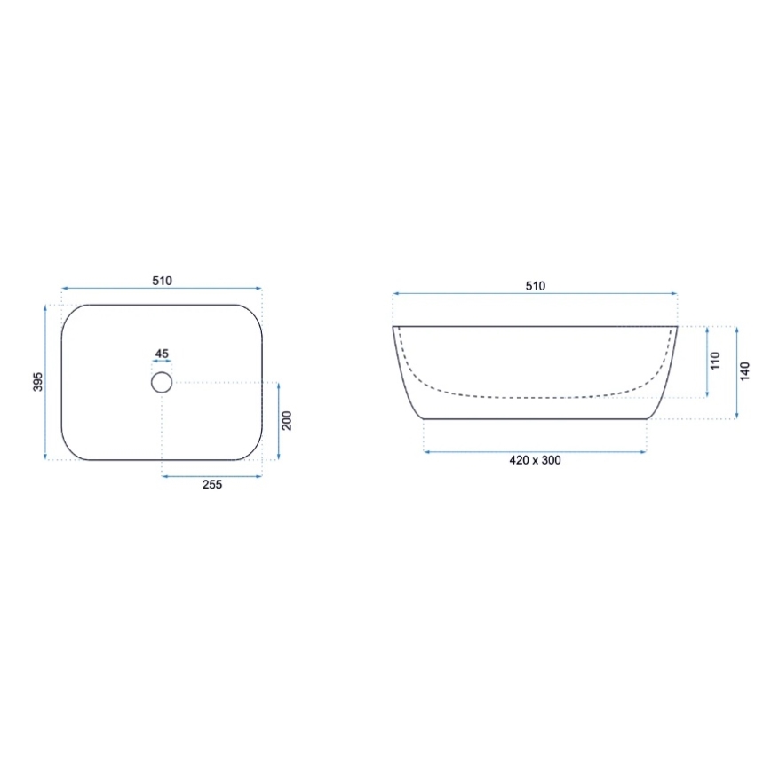 REA-U6647 - Lavabo sobre encimera FREJA 39,5x51 cm cerámica/gris/efecto mármol