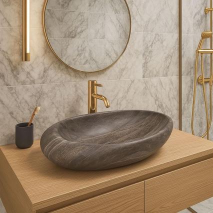 REA-U6649 - Lavabo sobre encimera ROXY 31x49 cm cerámica/efecto piedra