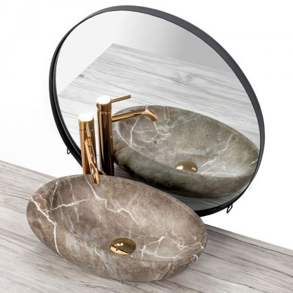 REA-U6650 - Lavabo sobre encimera ROXY 31x49 cm cerámica/gris/decoración de mármol